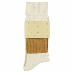 Escuyer Socks - Melange Band - Ecru / Mustard