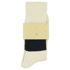 Escuyer Socks - Melange Band - Ecru / Navy