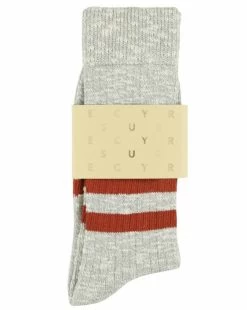 Escuyer Socks - Melange Stripes - Grey / Brick