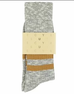 Escuyer Socks - Melange Stripes - Grey / Mustard