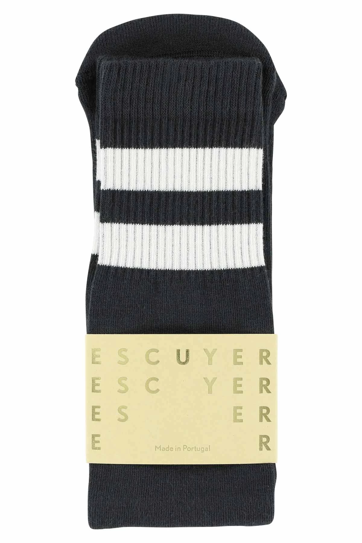 Escuyer Socks - Tube - Navy / Ecru 1 Escuyer Socks - Tube - Navy / Ecru