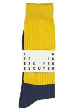Escuyer Socks - Colour Block - Inca Gold / Insigna Blue