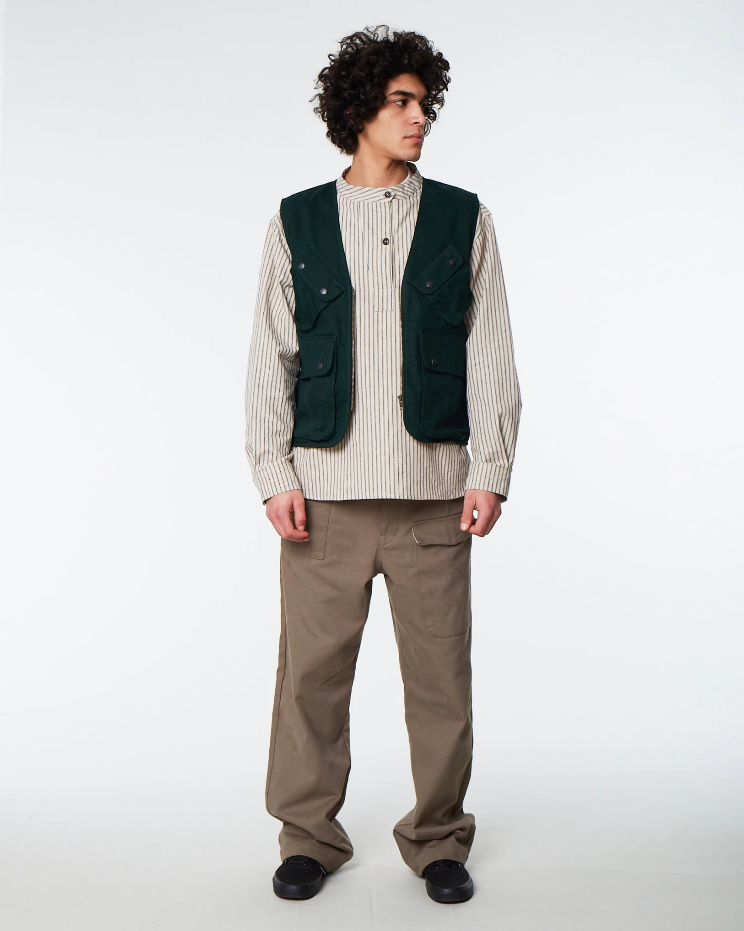 TROPICAL VEST HERRINGBONE WAX Bottle Green 2 TROPICAL VEST HERRINGBONE WAX Bottle Green - Image 2