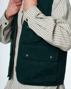 TROPICAL VEST HERRINGBONE WAX Bottle Green 8 TROPICAL VEST HERRINGBONE WAX Bottle Green -Eat Dust M w22 hw 610 b 008 0002 3