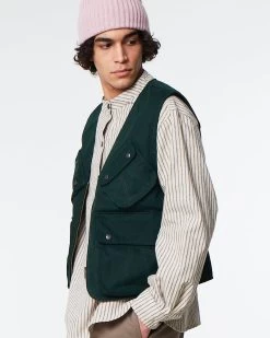 TROPICAL VEST HERRINGBONE WAX Bottle Green 9 TROPICAL VEST HERRINGBONE WAX Bottle Green -Eat Dust M w22 hw 610 b 008 0003 4