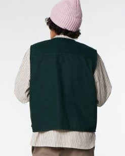 TROPICAL VEST HERRINGBONE WAX Bottle Green 10 TROPICAL VEST HERRINGBONE WAX Bottle Green -Eat Dust M w22 hw 610 b 008 0004 5