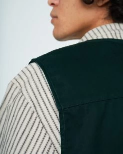 TROPICAL VEST HERRINGBONE WAX Bottle Green 11 TROPICAL VEST HERRINGBONE WAX Bottle Green -Eat Dust M w22 hw 610 b 008 0005 6