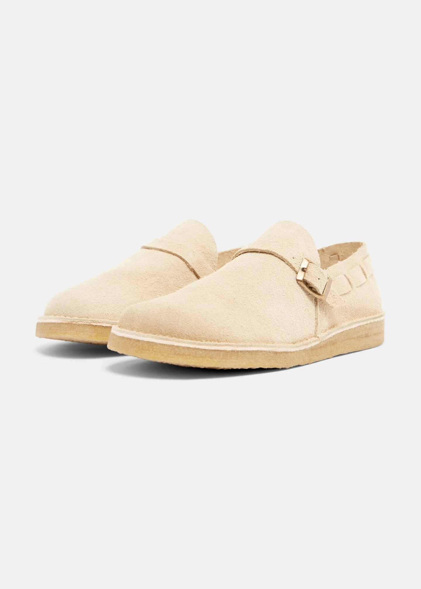 Yogi Corso Suede Buckle Monk Shoe On Crepe Outsole /Hairy Sand