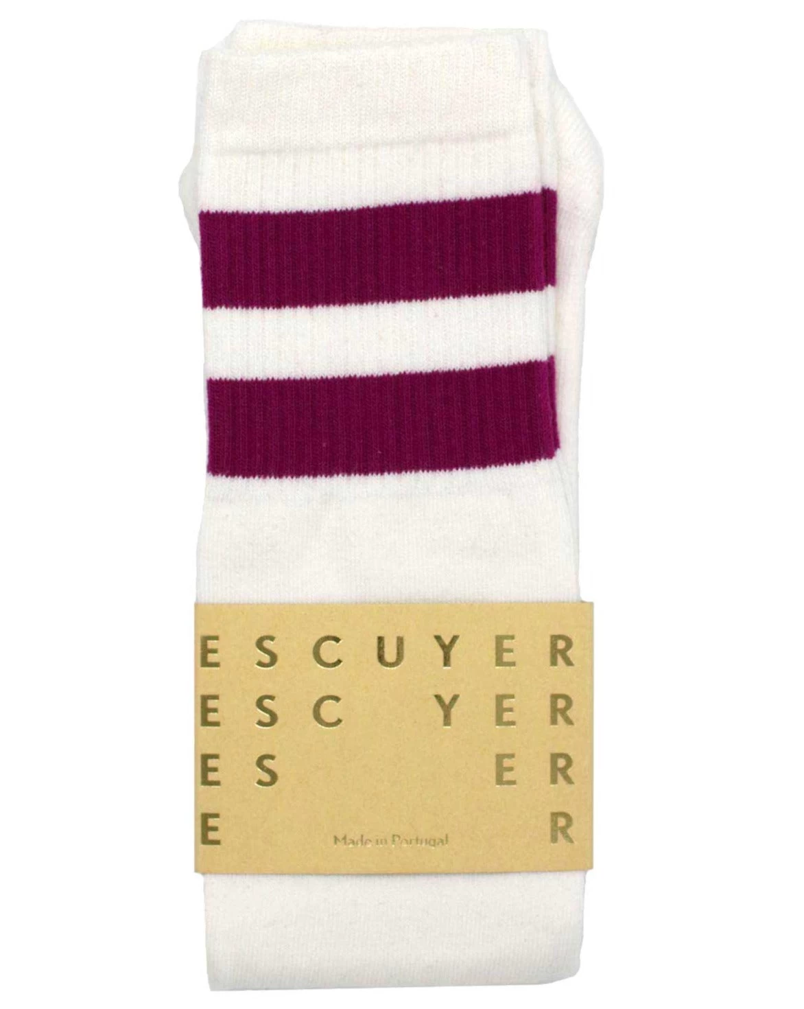 Escuyer Socks - Tube - Off White / Purple 1 Escuyer Socks - Tube - Off White / Purple