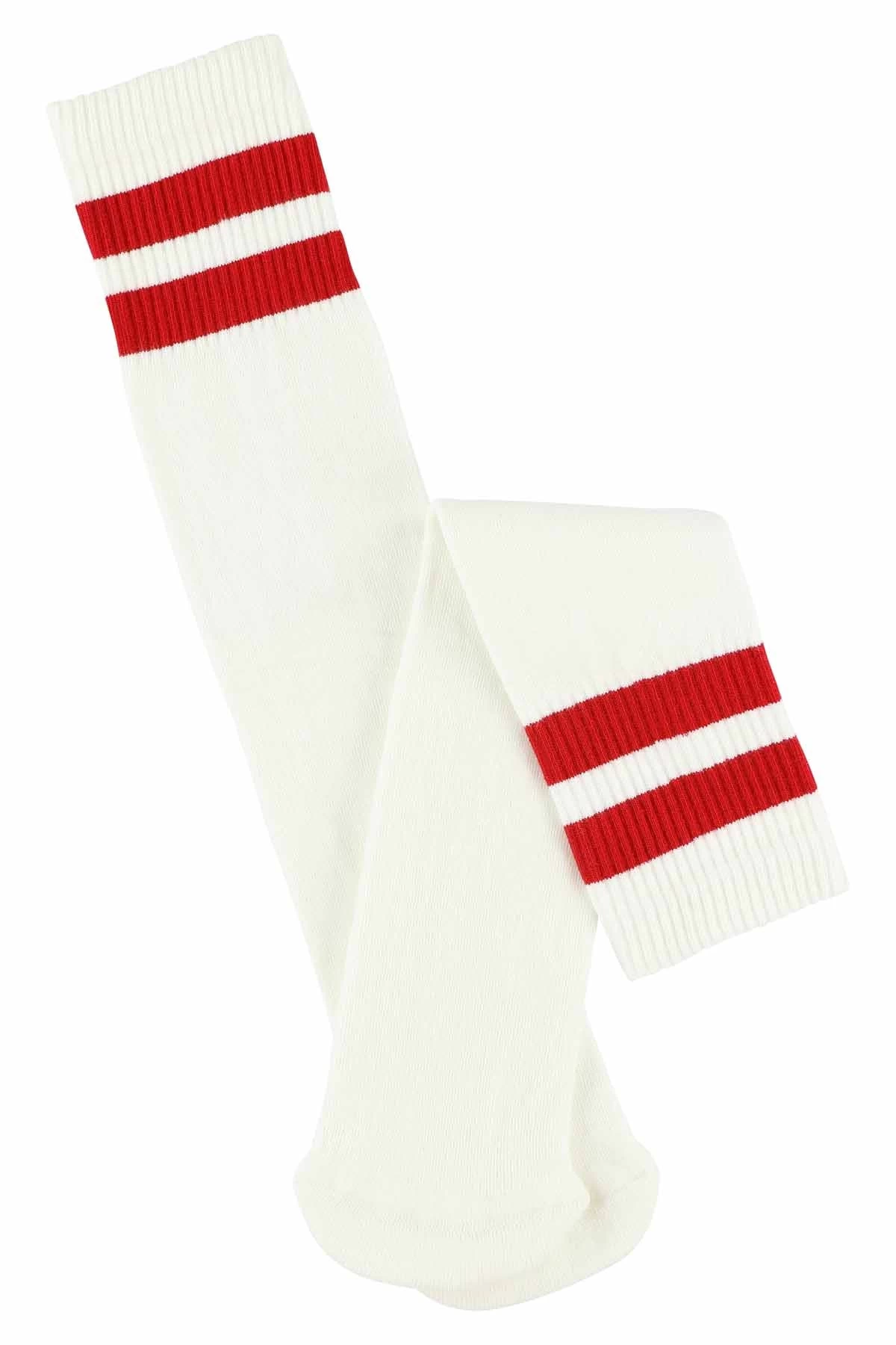 Escuyer Socks - Tube - Off White / Chinese Red 2 Escuyer Socks - Tube - Off White / Chinese Red - Image 2