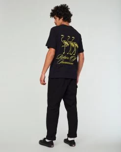 Russel T-Shirt Flamingo Open End Jersey Black