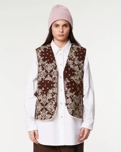 G.o.D Mountain Vest Bandana Faux Fur Brown / Off White