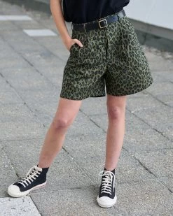 G.o.D River Short Cheetah Cotton Khaki -Eat Dust w c ss23 010 ctc 606.01