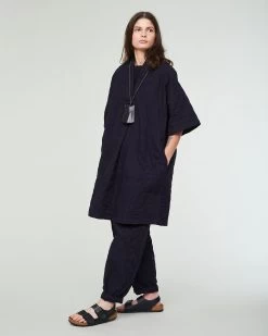 G.o.D Toku Dress Mighty Cotton Dark Navy -Eat Dust w h ss23 004 mtc 520 0003 4