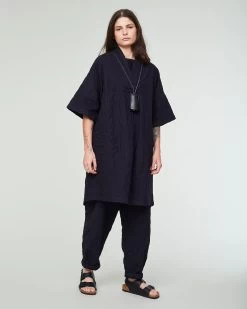 G.o.D Toku Dress Mighty Cotton Dark Navy -Eat Dust w h ss23 004 mtc 520 0005 6