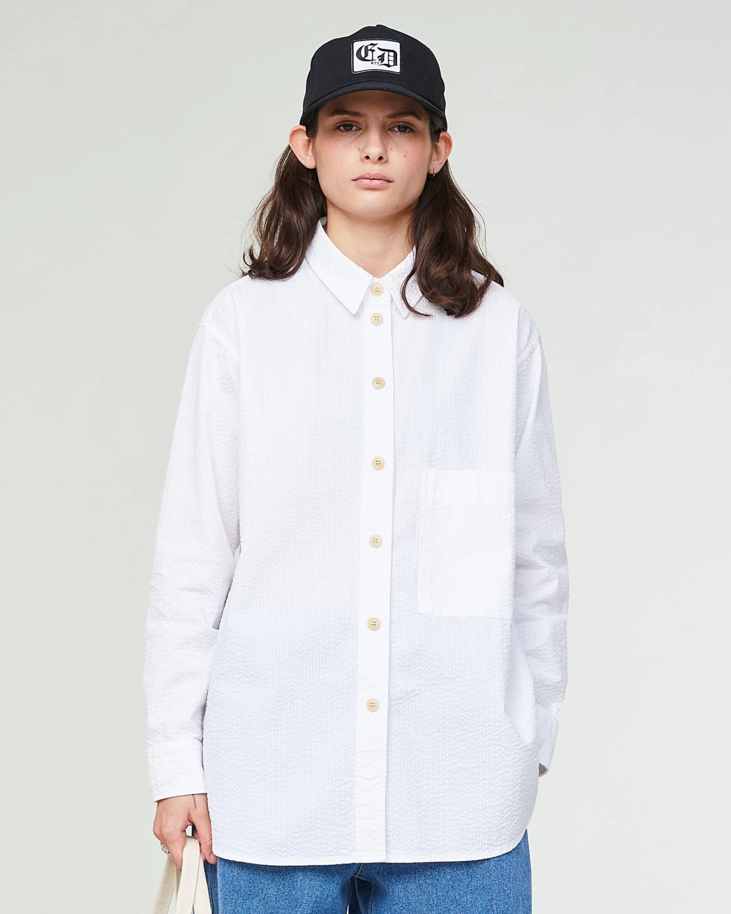 G.o.D Maxi Shirt Seersucker White 1 G.o.D Maxi Shirt Seersucker White
